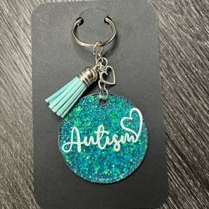 Hand crafted teal Autism keychain